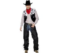 SMIFFYS Costume da cowboy, nero con pantaloni, Gilet, Cintura e Bandana Halloween, Carnevale