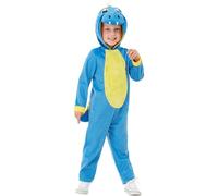 SMIFFYS Costume da dinosauro per bambini, Blu, con tuta e cappuccio Halloween, Carnevale