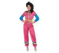 Smiffys Costume da donna anni '80 con stampa leopardata e pannelli colorati, con paracolpi e orecchini, per feste e festival, taglia S