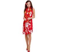 SMIFFYS Costume da donna hawaiana, rosso, con vestito, parrucchino e braccialetto Halloween