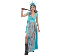 Smiffys Costume da donna Liberty con copricapo, costume horror statua della libertà, taglia S