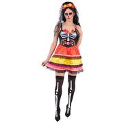 Smiffys Costume da donna per il giorno dei morti, con vestito e velo con rosa, per Halloween, taglia M