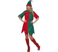 Smiffy's Costume da Elfo - Santas Little Helper - Rosso e verde con cappello e tunica - Taglia L