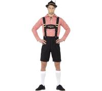 SMIFFYS Costume da festa della birra, Rosso, con camicia e Lederhosen Halloween