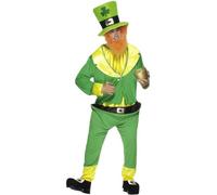 Smiffys Costume da folletto irlandese, verde con tuta, giacca, cappello e barba rossiccia Halloween