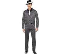 SMIFFYS Costume da gangster con giacca e pantaloni gessati, maglietta e cravatta Halloween