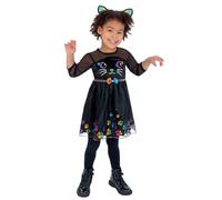 Smiffys Costume da gatto arcobaleno, per bambini, con vestito e fascia, per Halloween e Halloween