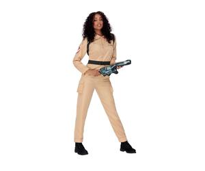 Smiffy's, costume da Ghostbusters da donna, tuta e zaino gonfiabile, beige, licenza ufficiale con logo, perfetto per Halloween, feste a tema anni '80 e costume in famiglia