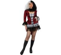 Smiffys Costume da giullare malvagio con top attaccato, gonna e polsino al collo, costume di Halloween circo sinistro, costume di Halloween