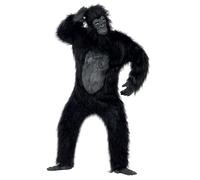 Smiffys Costume da gorilla deluxe, nero tuta con petto di gomma, maschera, mani e piedi