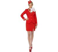 Smiffys Trolley Dolly Costume, Red (Size S)