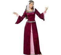 SMIFFYS Costume da Lady Marian, borgogna con abito e copricapo