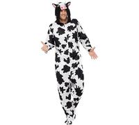Smiffys Costume da mucca, Tuta integrale con cappuccio Halloween