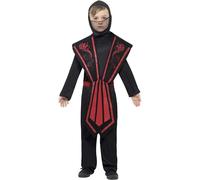 SMIFFYS Costume da Ninja, bambino, Nero include tuta con cappuccio, parte superiore, cinta e fasce Halloween