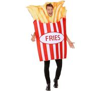 Smiffys Costume da patatine fritte, Rosso e bianco, Tuta intera