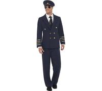 Uomo Linea Aerea Costume da Pilota Aereo Capitano Vestito Da Smiffys