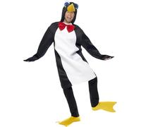 SMIFFYS Costume da pinguino, bianco e nero con tuta con farfallino e copri-scarpe Halloween