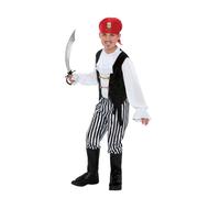 Smiffys Costume da pirata, in Bianco e Nero, camicia, pantaloni, copri-scarpe, sciarpa, cinta Halloween