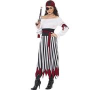 Smiffy's Costume da piratina, con bracciale, cintura e fascia, taglia M, colore: Nero/Bianco