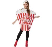Smiffys Costume da popcorn, Rosso e bianco, Tuta intera con cappello Halloween