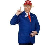 Smiffys Costume da Presidente, Blu e Rosso, con Giacca, Cravatta, Cappello e Badges
