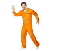 Smiffys Costume da prigioniero fuggito, arancione, per adulti, per uomini, detenuto, per feste a tema poliziotti e ladri, Halloween, giochi di ruolo e look criminali