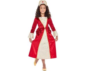 SMIFFYS Costume da principessa Tudor, Rosso e oro, con vestito & fascia per capelli
