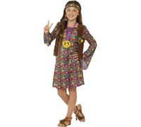 Smiffys Hippie Girl Costume, with Dress, Multi-Coloured (Size M)