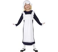 SMIFFYS Costume da ragazza povera dell'epoca vittoriana, Bianco, con abito, grembiule e cappello Halloween