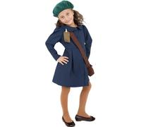SMIFFYS Costume da ragazza sfollata della II Guerra Mondiale, Blu, con abito, cappello e borsa