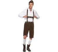 SMIFFYS Costume da ragazzo bavarese, marrone, pantaloncini di pelle con bretelle, top e