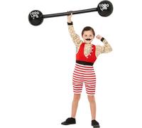 SMIFFYS Costume da ragazzo forzuto, Multicolore, con tuta corta e baffi