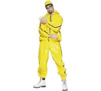 Smiffys Costume da rapper, giallo, PVC, con giacchetto con cappuccio, pantaloni e cappello Halloween