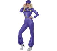 SMIFFYS Costume da regina del ballo anni '70, Viola, Tuta intera con cappello