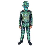 SMIFFYS Costume da scheletro Glow in the Dark tech, Costume integrale e maschera Halloween, Carnevale