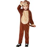 SMIFFYS Costume da scimmia per bambini, Marrone, con tuta e cappuccio Halloween