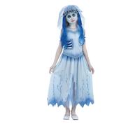 Smiffys - Costume da sposa cadavera di Emily, vestito e fascia con velo e accessori per capelli, licenza ufficiale, fascia con fiore e dettaglio a costine, ideale per la giornata mondiale del libro