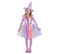 Smiffys Costume da strega arcobaleno pastello con vestito, cappello e collant, costume di Halloween per bambini, costume di Halloween