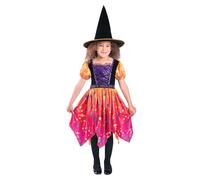 SMIFFYS Costume da strega luna e stelle, Abito e cappello, arancione Halloween