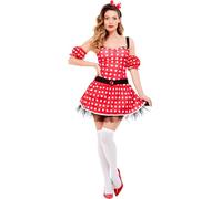 SMIFFYS Costume da topolina sexy, con abito, con polsini e orecchie da topo su cerchietto