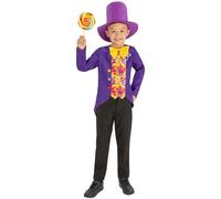 SMIFFYS Costume da uomo caramella, con finta giacca con papillon 3D e cappello a cilindro