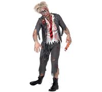 SMIFFYS Costume da uomo hippie psichedelico, multi-colore con pantaloni, camicia, fascia e cintura Halloween