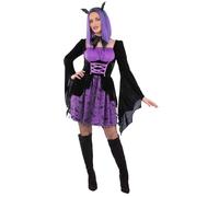 Smiffys Costume da vampira da donna viola con vestito e fascia per capelli, costume gotico da vampiro per Halloween, taglia M