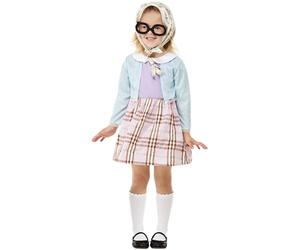 SMIFFYS Costume da vecchia signora per bambini, Blu, Abito, fascia e occhiali