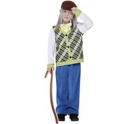 SMIFFYS Costume da vecchio uomo, Verde, Maglia, pantaloni, cappello e bastone Halloween