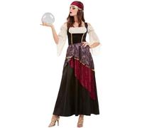 SMIFFYS Costume da veggente, Nero, con abito e bandana Halloween
