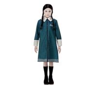 SMIFFYS Costume da Wednesday, Addams Family, Nero, con abito e parrucca Halloween, Carnevale