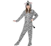 SMIFFYS Costume da zebra, bianco e nero, Tuta integrale con cappuccio