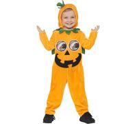 SMIFFYS Costume da zucca per neonato, Arancione e nero, Tuta con cappuccio e occhi stampati in 3D