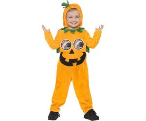 SMIFFYS Costume da zucca per neonato, Arancione e nero, Tuta con cappuccio e occhi stampati in 3D Halloween